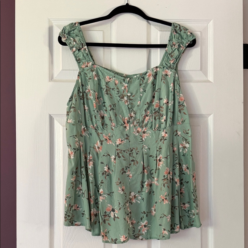 torrid Mint Green Floral Tank with Wide Straps